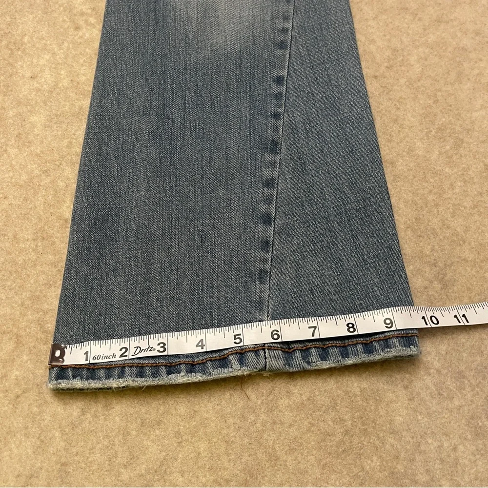 Industrial Cotton Y2K Low Rise Flare Embroidered Blue Denim Jeans Junior Size 13